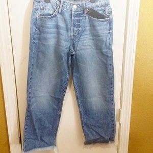 Black Orchid women's ROSIE low waist button fly fray hem crop boyfit jeans 29x24